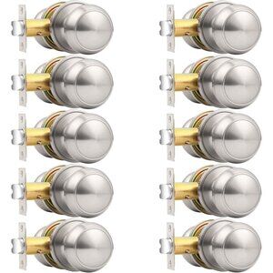 Probrico Interior Door Knobs for Hallway, Flat Ball Closet Door Knob Brushed Nic